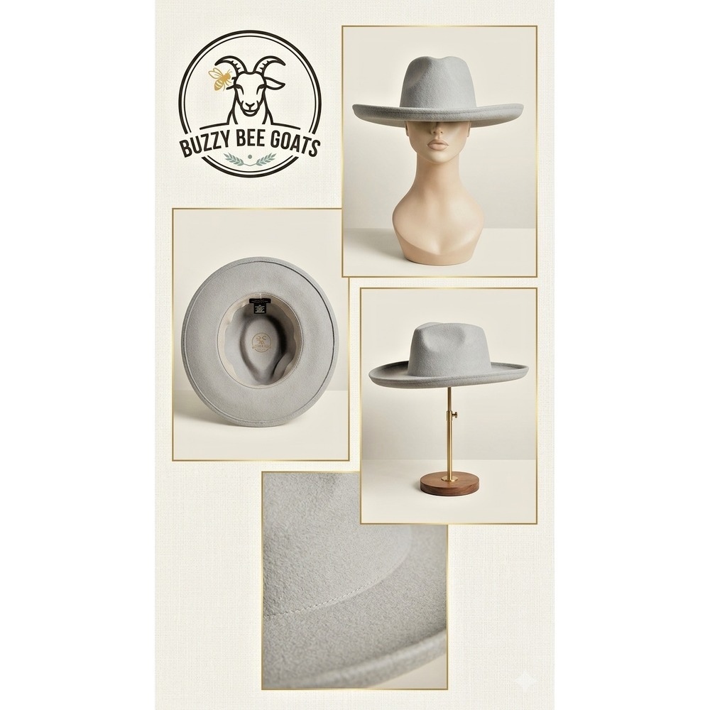 OLIVE & PIQUE WOOL FELT WIDE BRIM FEDORA HAT WOMENS BOHO RANCHER
